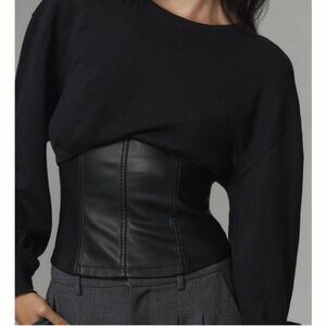 Anthropologie Pilcro Faux Leather Corset Sweater sz Small